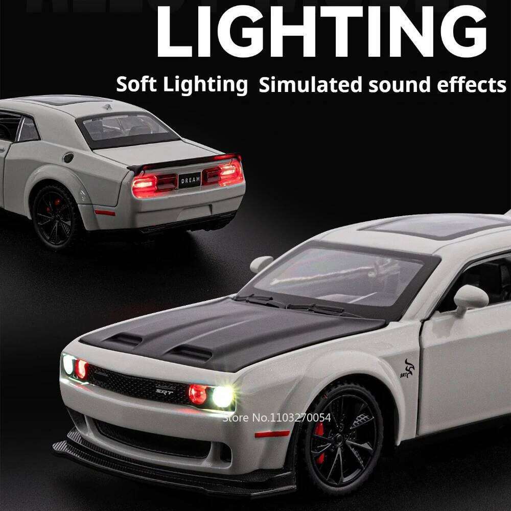 1:32 Hellcat Charger Police Miniature Model Diecast Alloy Car Doors Opened Simulated Sound Effect Vehice Exquisite Ornaments Z260306