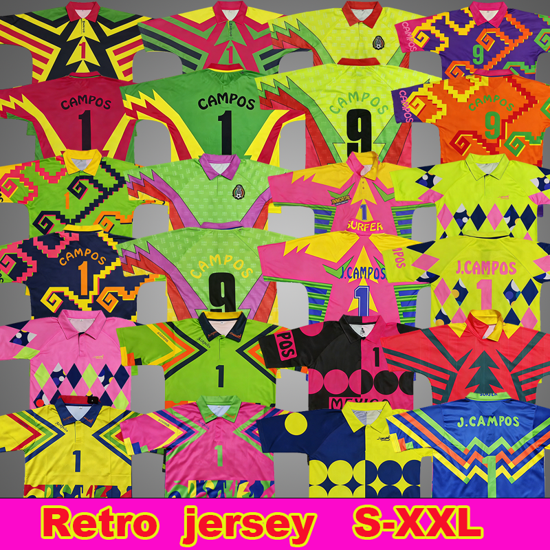 Retro 92 93 Jorge Campos Soccer Jerseys EI inmortal Campos J Navarrete bright contributed portero goalie Uniforms 94 95 Men Football Shirt