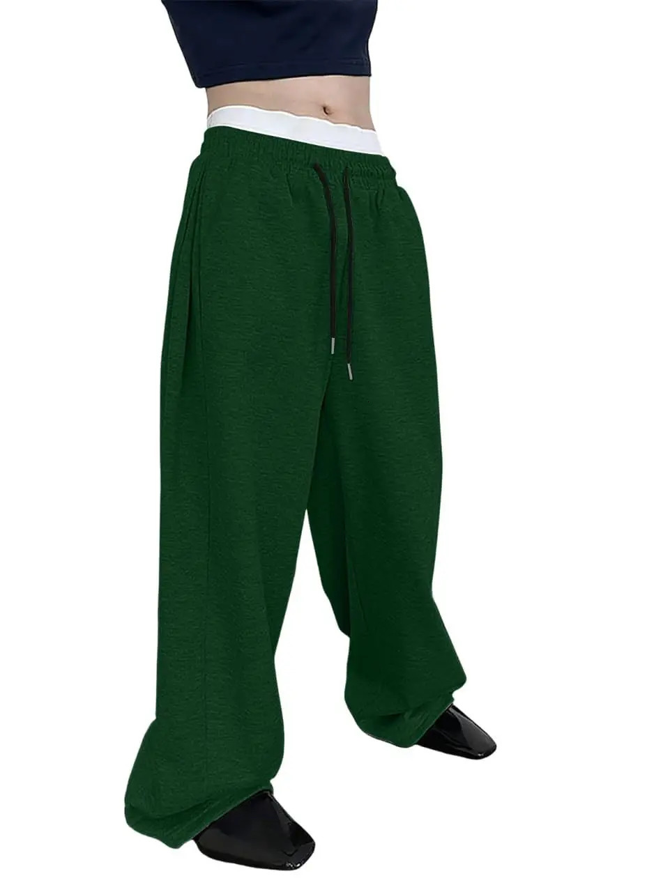 mens wide leg sweatpants European and American womens waist drawstring straight loose casual s 260306