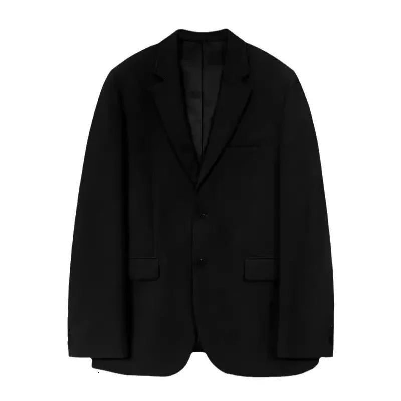 Korean Mens Casual Blazer Western-style Loose-fit Black Single-breasted Jacket Autumn Trendy Dongdaemun Style Clothes 260306