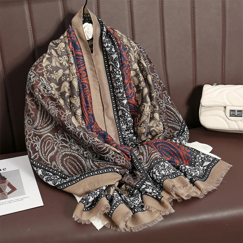 Paisley Cotton Pashmina Shawl Lady Wrap Warm Winter Scarves Autumn Print Female Foulard Beach Stoles Scarf 260302