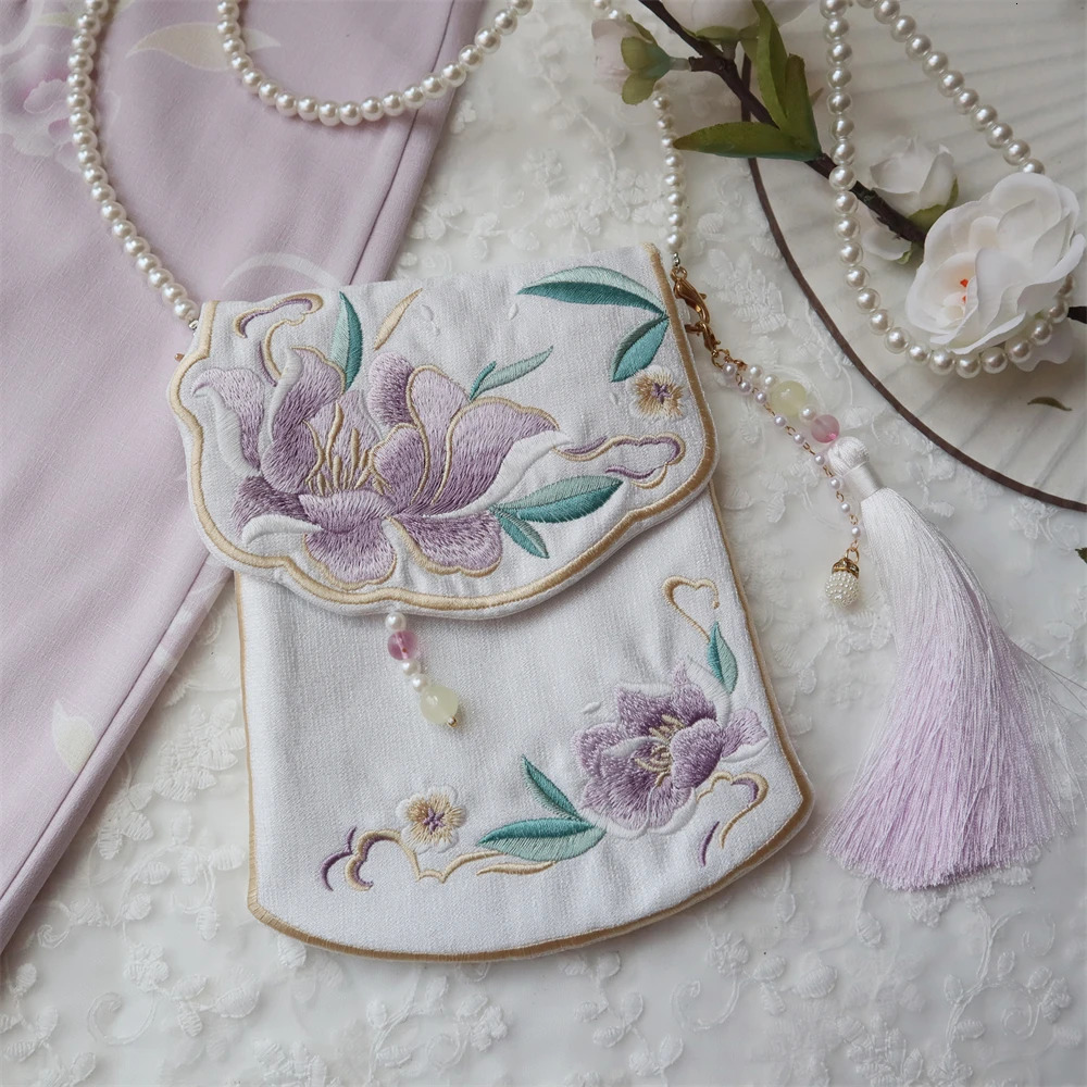 1pcs Handmade Embroidery Hanfu Shoulder Bag Ancient Style Allmatch Tassel Crossbody Satchel Coin Purse Women Girl Gift 260307