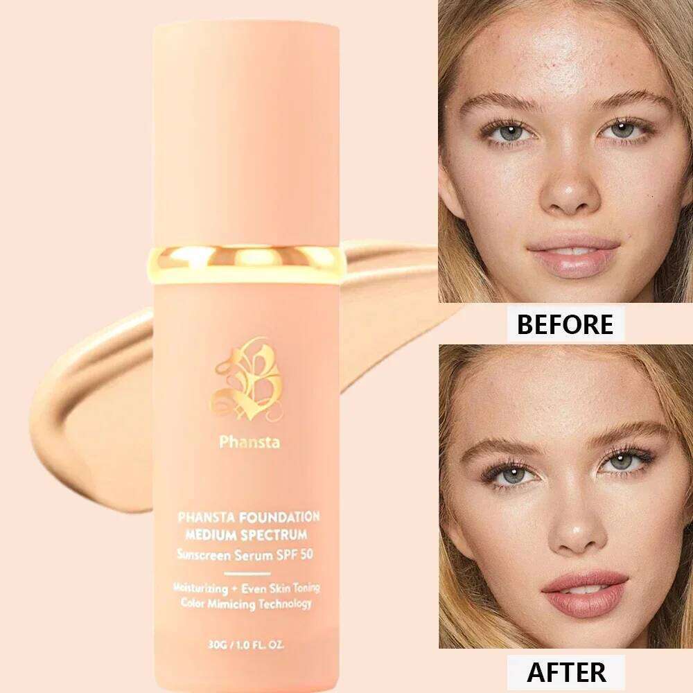 4-in-1 Foundation Liquid SPF 50+ Full Coverage Concealer Long-Lasting Waterproof Professional Conceal Dark Circle Face Makeup 26L0306