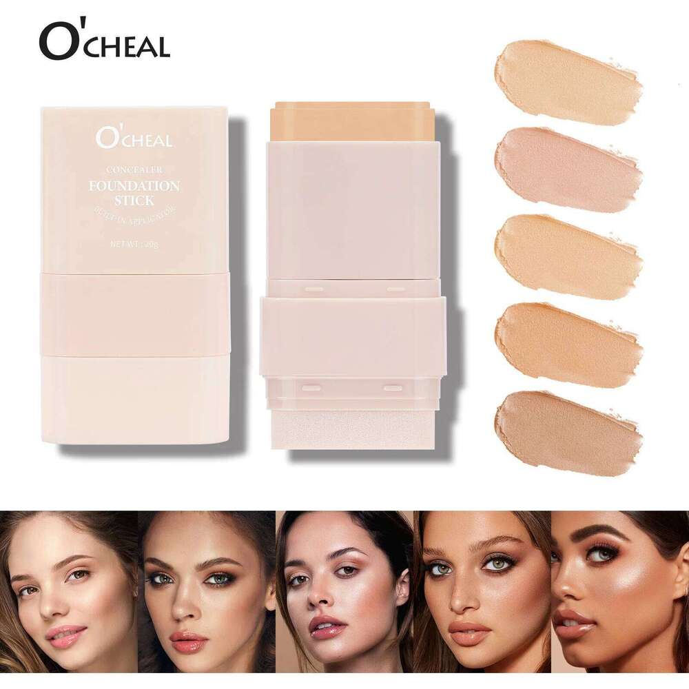 O'cheal Concealer Foundation Stick Facial Matte Bronzer Contouring Coverage Moisturizing Makeup Face Cream Portable With Sponge 26L0306