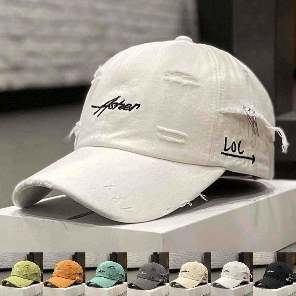Unisex Asher Embroidery Hole Iron Ring Baseball Caps Spring and Autumn Outdoor Adjustable Casual Hats Hip Hop Sunscreen Hat Y260304