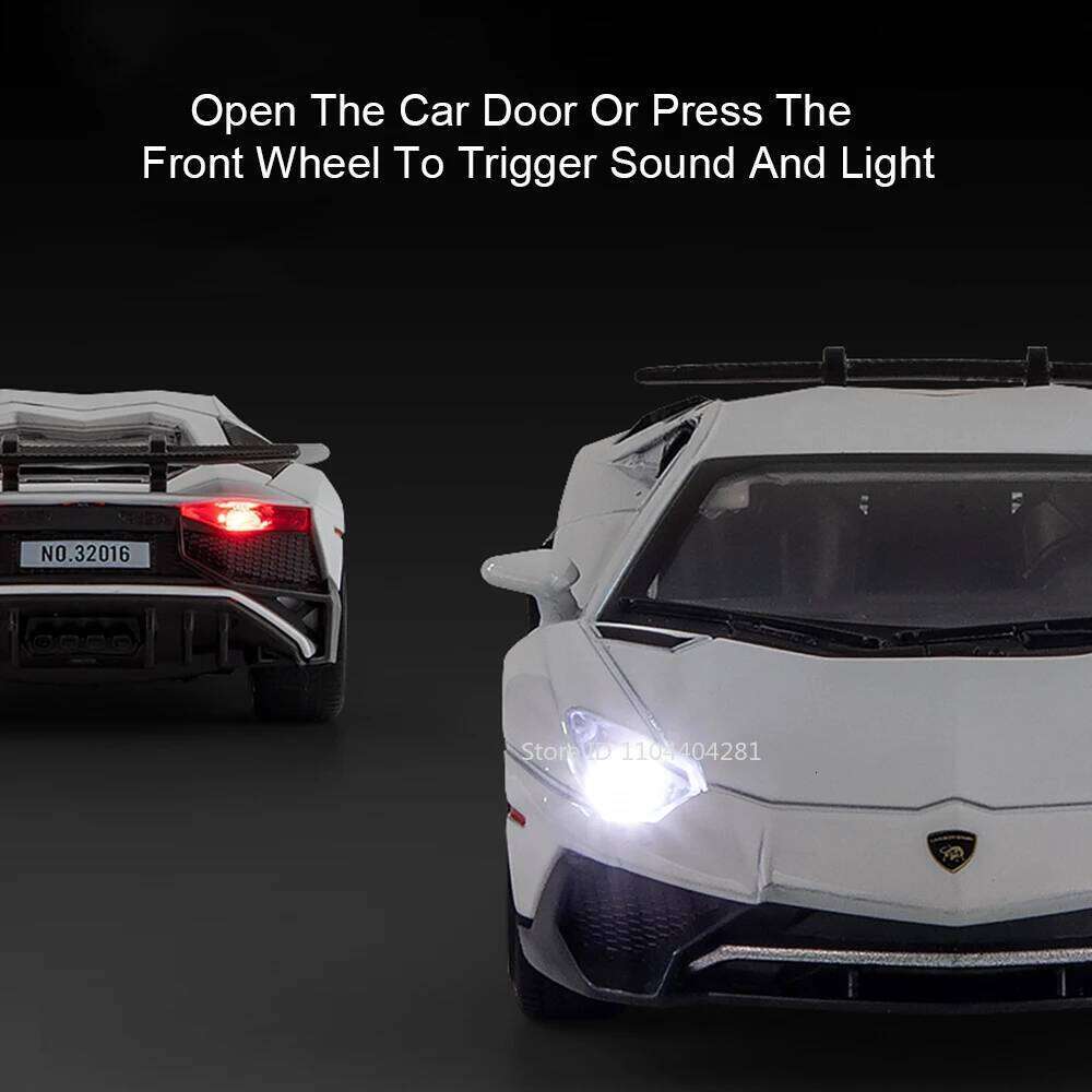 1: 32 LP750 Sian Diecast Alloy Model Sports Car Doors Opened with Sound Light Pull Back Miniature Vehcie Decorative Collectibles Z260306