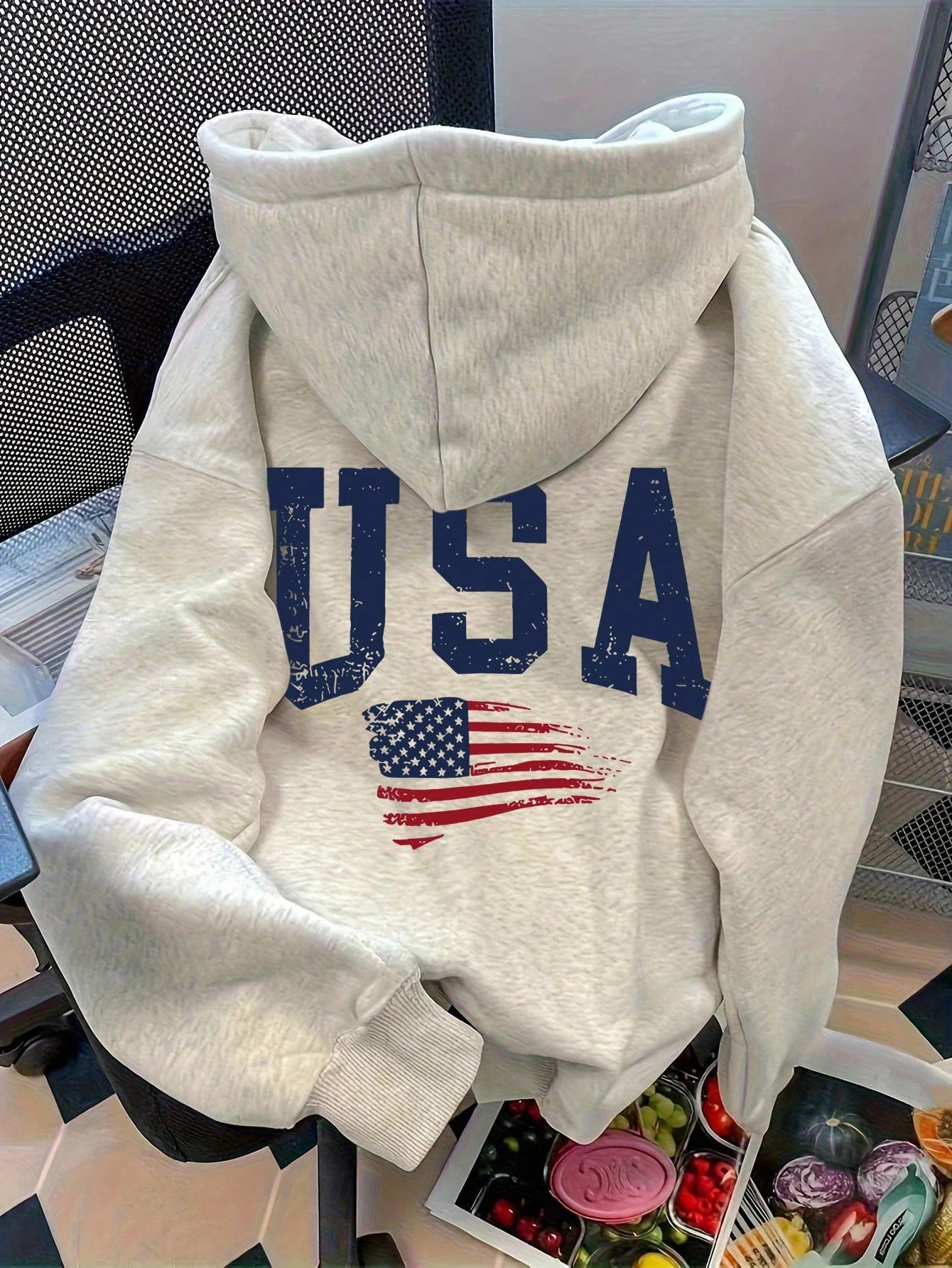 Womens Cotton Hoodie Loose Fit Autumn Winter Warmth Casual Streetwear More Amor Por Favor Text Print with Leopard Pattern 260228