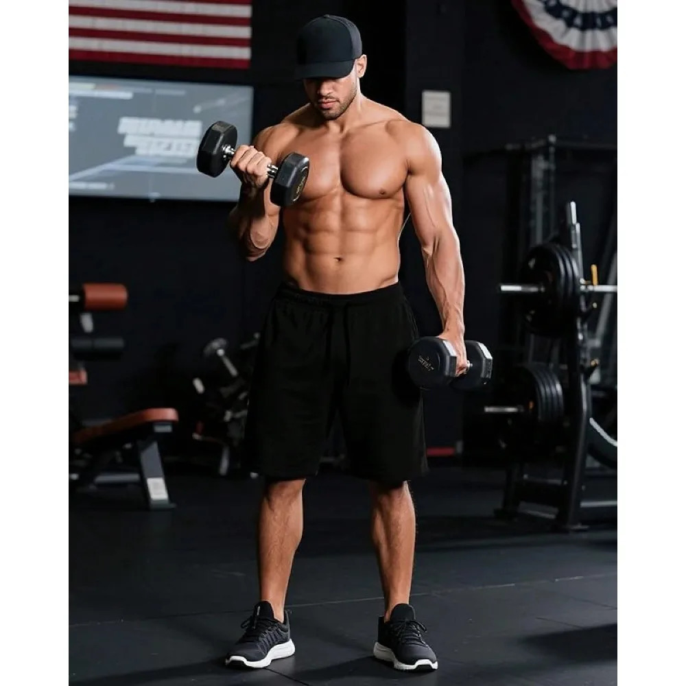 Mens Sports Shorts Cotton Casual High Waist with Pockets Drawstring KneeLength Quality 260306