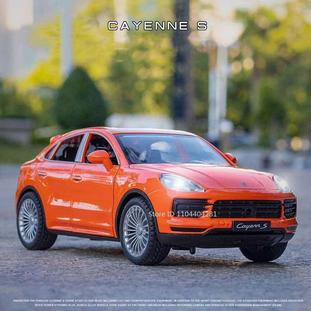 1:24 Cayenne S Lambo URUS Toys Model Diecast Car 6 Doors Opened with Sound Light Pull Back Metal Vehices for Children's Day Gift Z260306