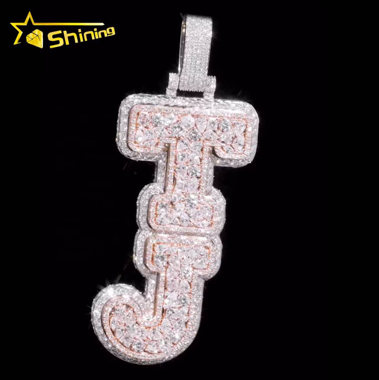 Customized Personal Rapper 3D Jewelry 925 Silver Charms Trendy Pendant Fully Iced Out Moissanite Letter Initial Hip Hop Pendant