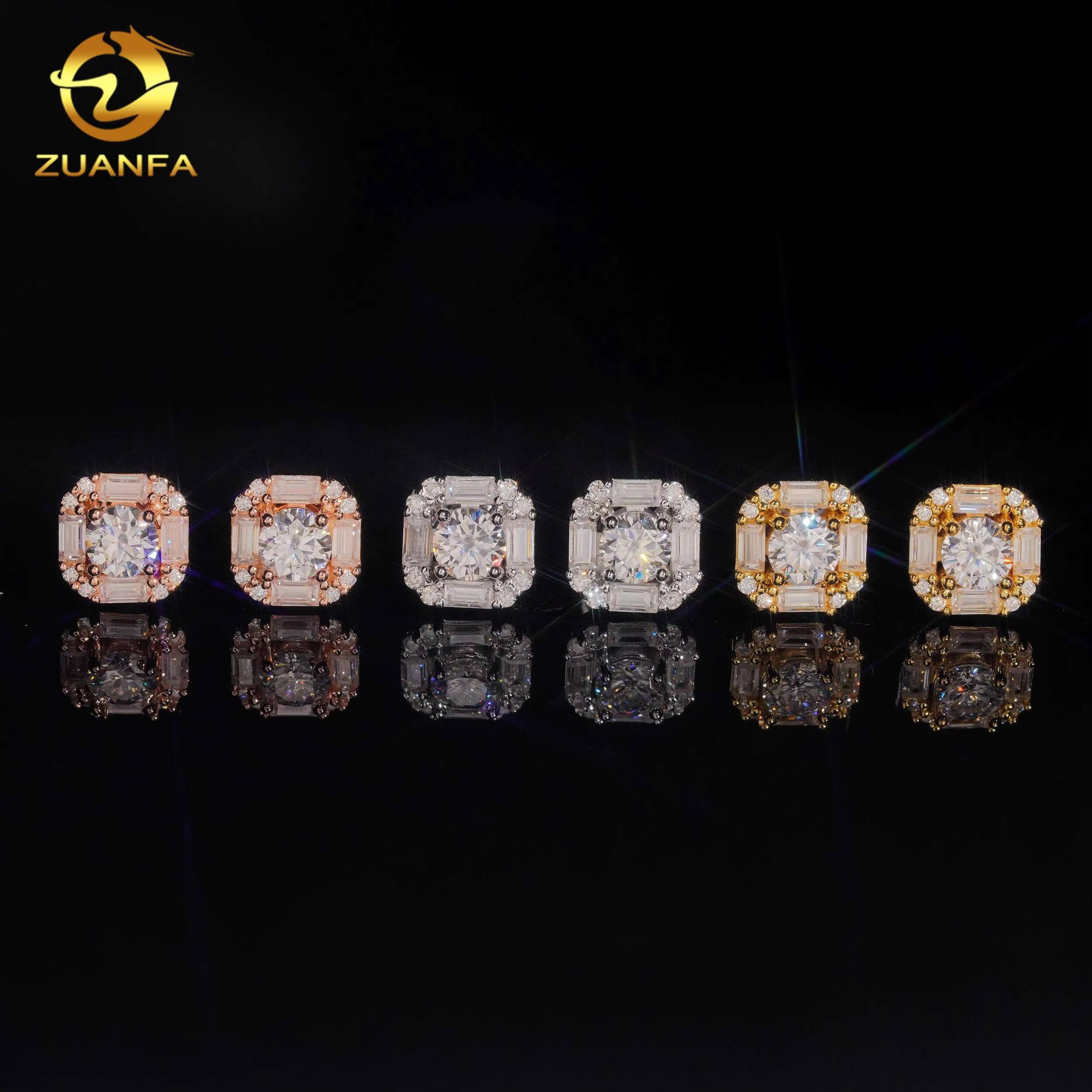 Wholesale Price 10mm Moissanite Hip Hop Earrings Screw Back 925 Silver Men Moissanite Earrings Pass Diamond Tester