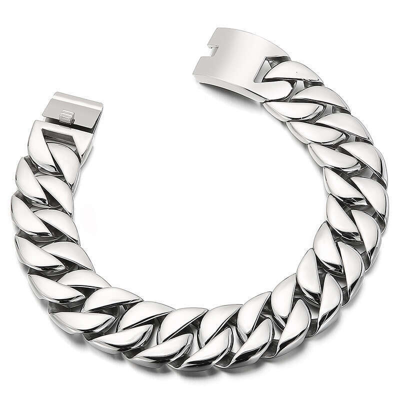 Factory wholesale high-quality in-stock 25mm large Cuban chain stainless steel bracelet necklace set, versatile for European and American couples