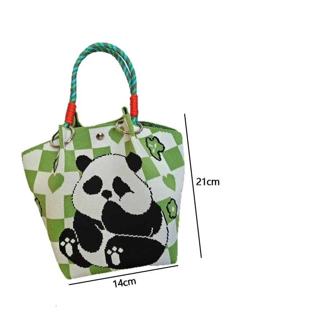 Cute Cartoon Panda Handbag Portable Knitted Tote Bag Large Capacity Multifunctional Bucket Women 260307