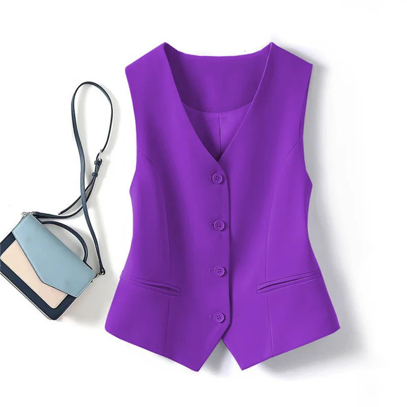 Spring Summer Korean Fashion Vest Women Short Vneck Sleeveless Casual Blazer Waistcoat Coats Female Tops 260306