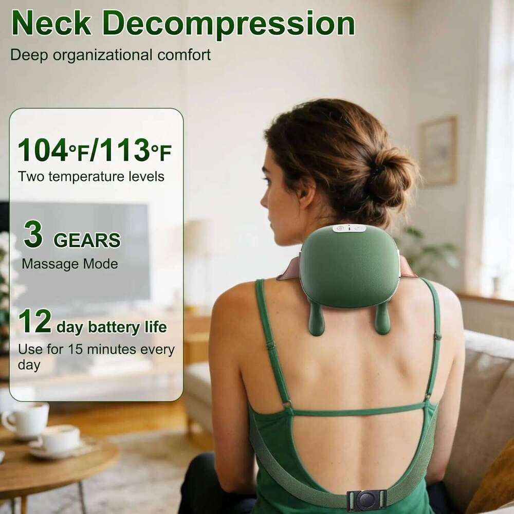 Wireless Neck And Back Massager with Heat 4D Shiatsu Deep Tissue for Shoulder Cervical Trapezius Kneading Massage 26Y0307