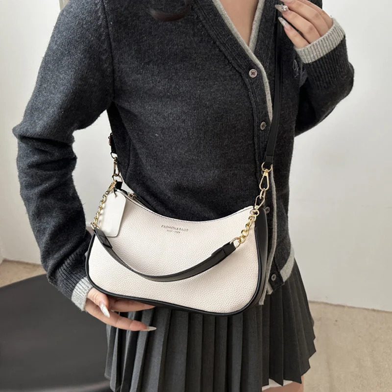 Cherry Pendant Crossbody Bag for Women PU Leather Crescent Bag Adjustable Strap Underarm Bag Closure Handbag for Work Travel 260306