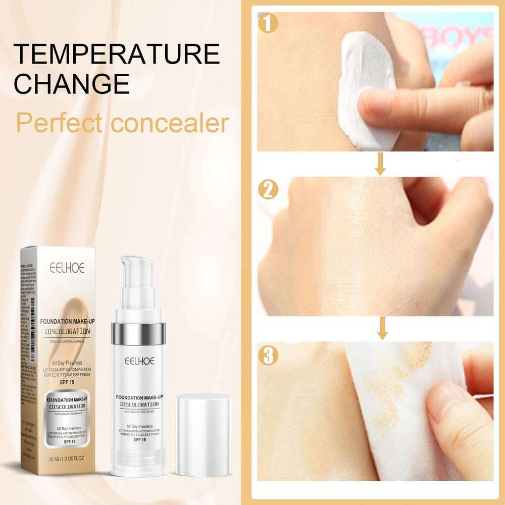 Color Changing Foundation Serum for Natural Glow Lightweight Full Coverage Long Moisturizing Finish 30ml Sensitive Skin Friendly 26L0306