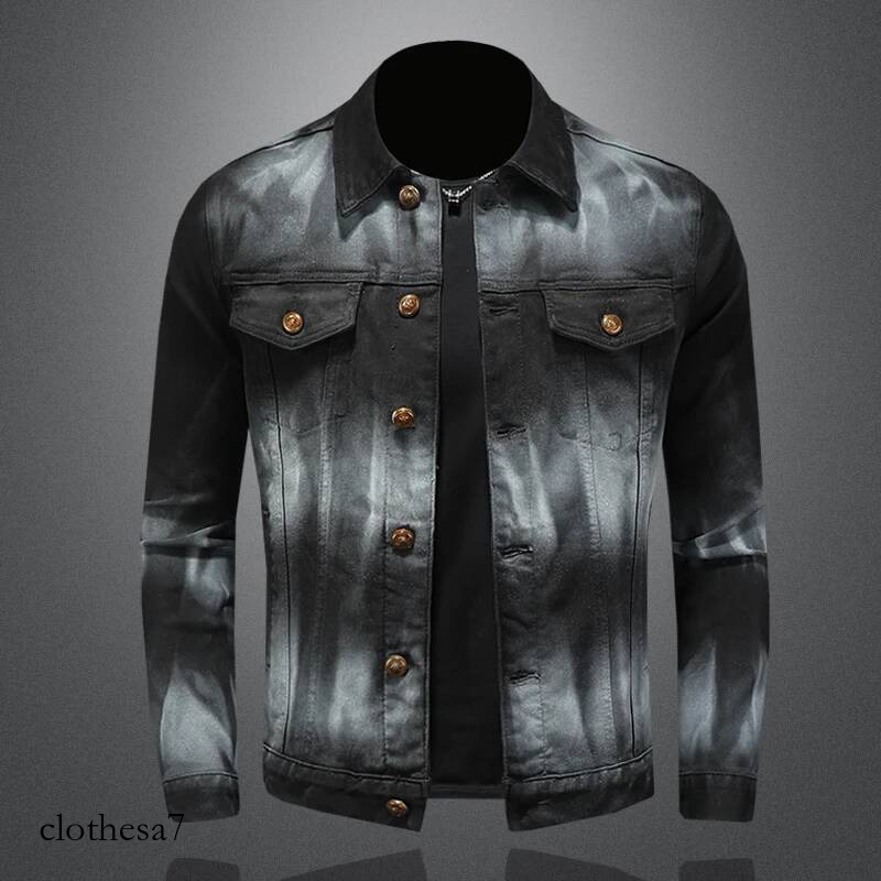 Spring Autumn Men's European gradient Denim Jacket Male American Retro High Quality Slim Fit Bomber Jeans Coat