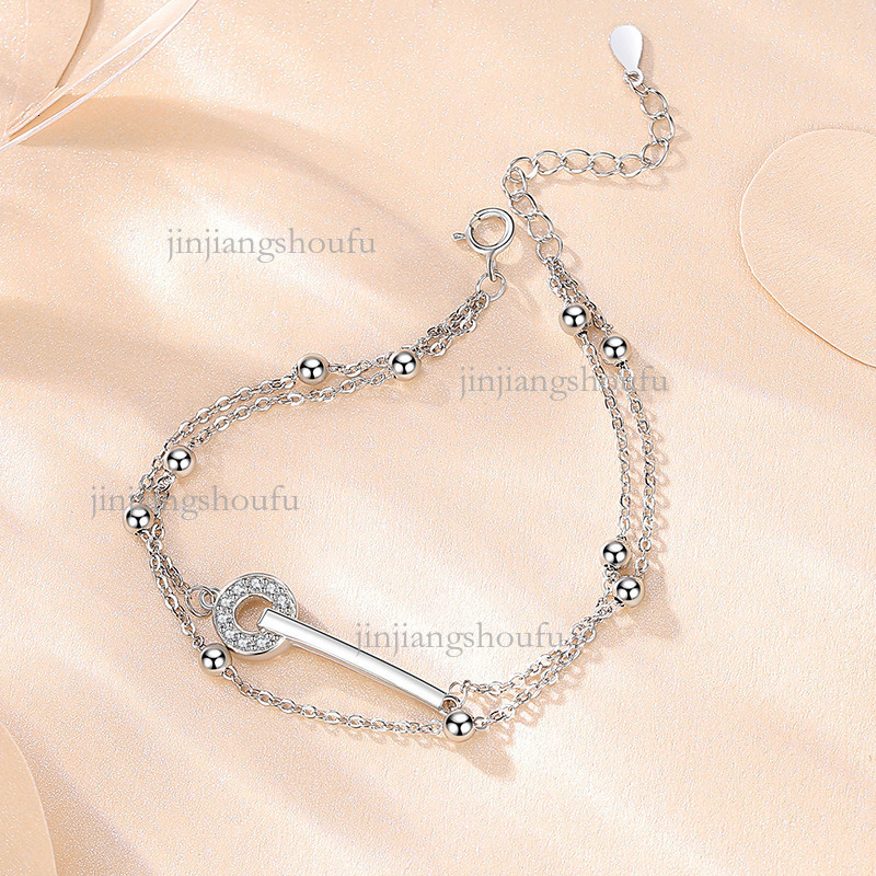 2026 Designer Sparkling Zircon Splicing Bracelet Luxury Fashion Brand Women's Jewelry S925 Pure Silver One Line Diamond Double Layer Ring Buckle 