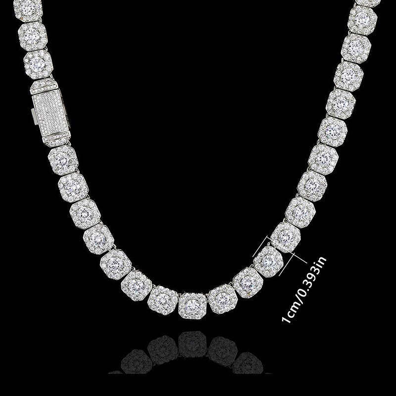European American Hip-Hop Ice Sugar Zircon Necklace for Men and Women High-Quality Design Cuban Chain Rap Trendy Jewelry