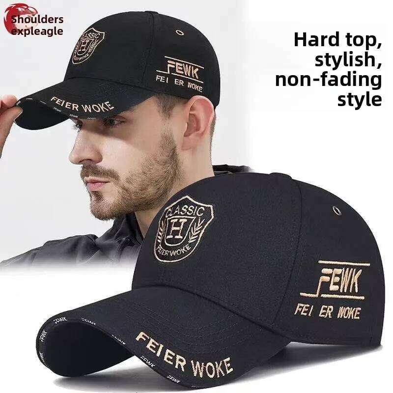 High quality hat big head circumference adjustable wide brim deepening baseball men's protection sun cap Y260304