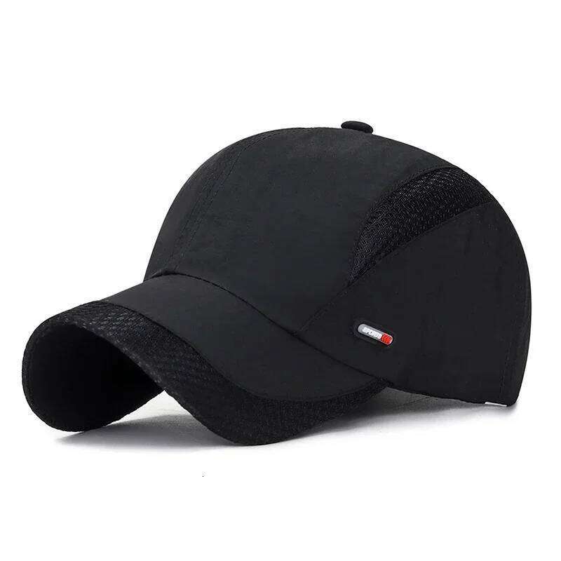Summer Breathable Mesh Quick-Drying Outdoor Sports Red Leather Label Protection Sun Hat Y260304