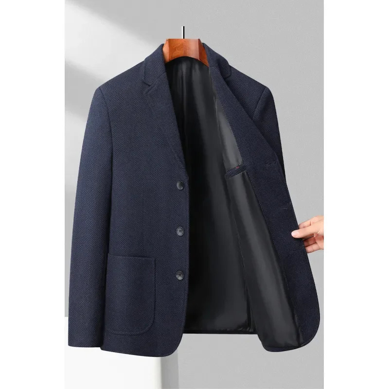 Mens Blazer Fashion Business Handsome Gentleman Korean Version of British Style Leisure Slim Solid Color Wedding Work Blazer 260306