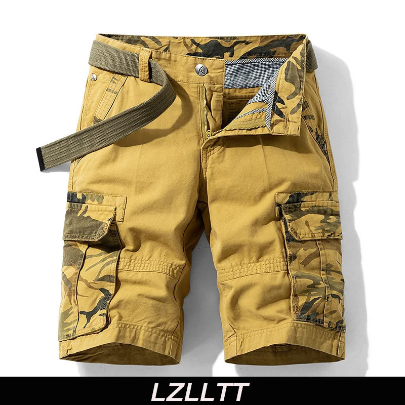 Summer Men Cargo Camouflage Shorts Mens Cotton Beach Multi Pocket Shorts Man Spring Casual Joggers Shorts Male Drop 260304