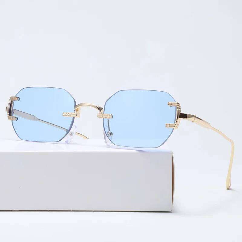 Rimless Sunglasses Rectangle Fashion Popular Women Men Shades Small Square Sun Glasses For Female male Summer Traveling Oculos 26Y0302