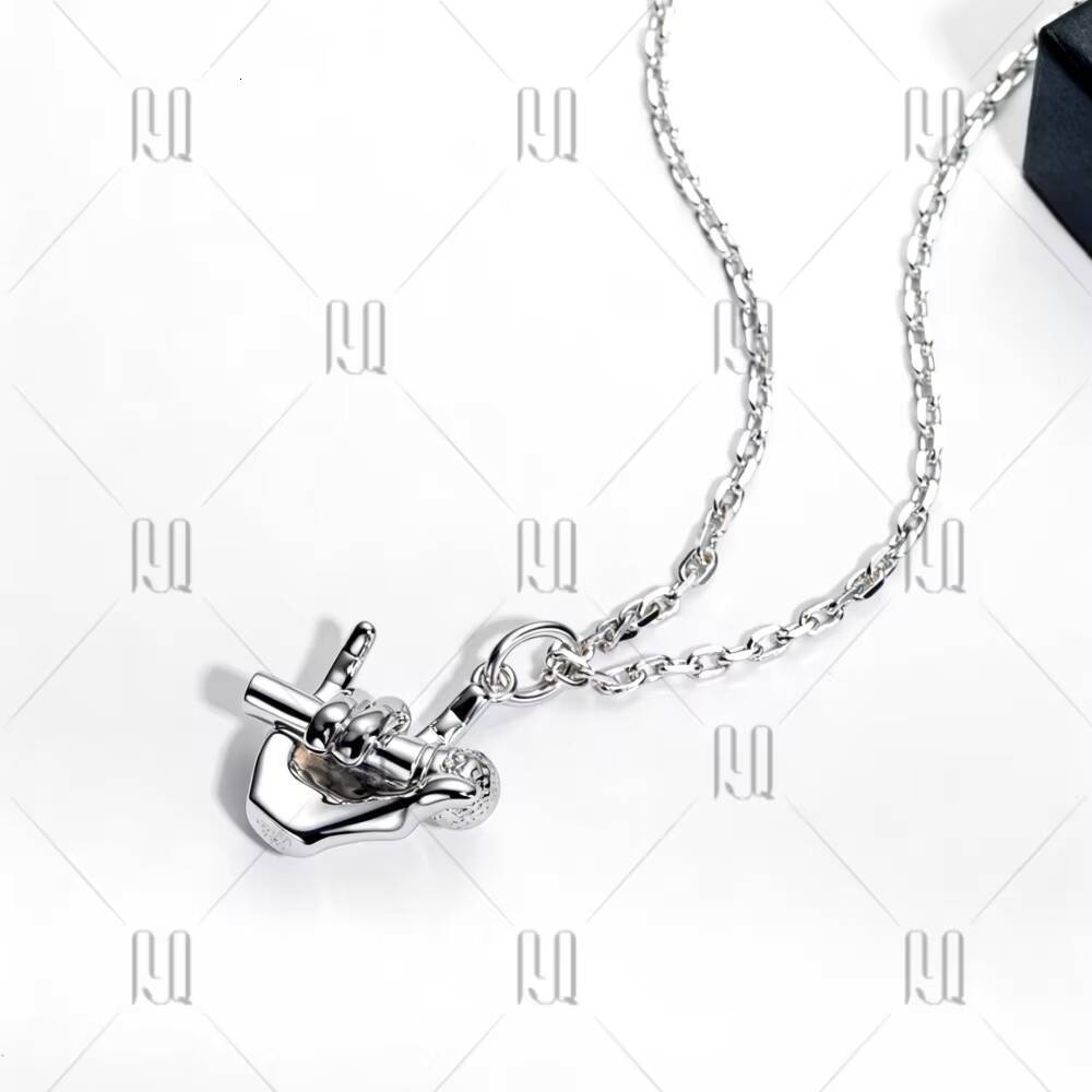 Microphone in Hand Design Moissanite Pendant Necklace 925 Sterling Silver Unisex Hop Jewelry Gift Music Theme Accessory
