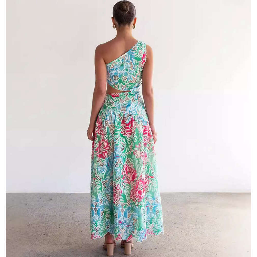 2026 Spring and Summer New European and American Vacation Style Sexy Off Shoulder Lace Long a3 Dress Children's Style