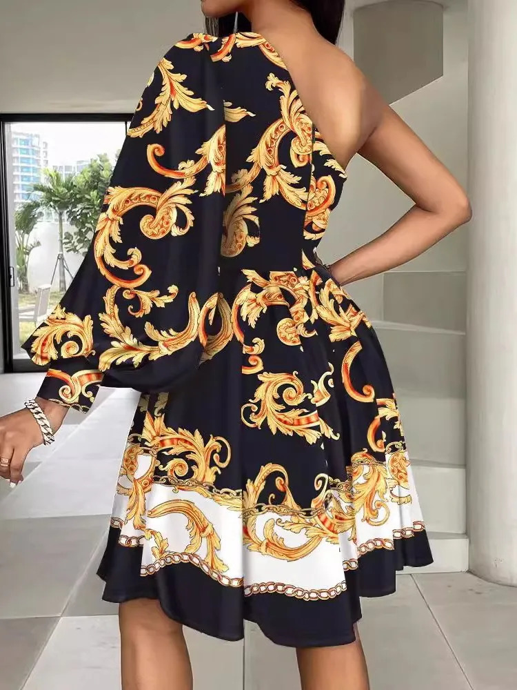 Boho Print Women Dress Spring Fashion Sexy Off Shoulder Office Elegnat Casual Dresses Female Sweet Party Dress Robe Femme 260306