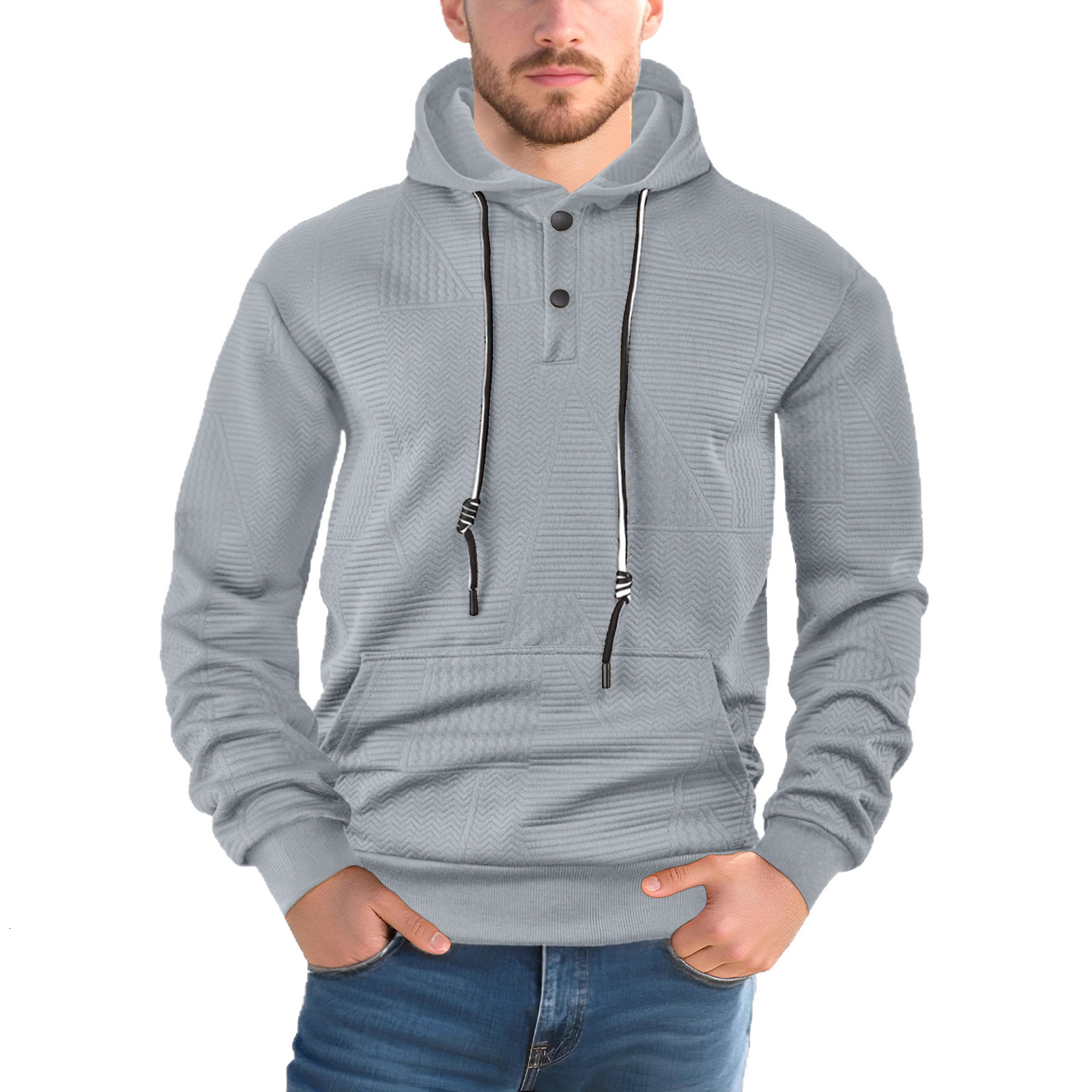 26 Spring and Autumn New Pullover Solid Color Casual Sports Loose Trendy Long Sleeve Hooded Sweatshirt for Men251213