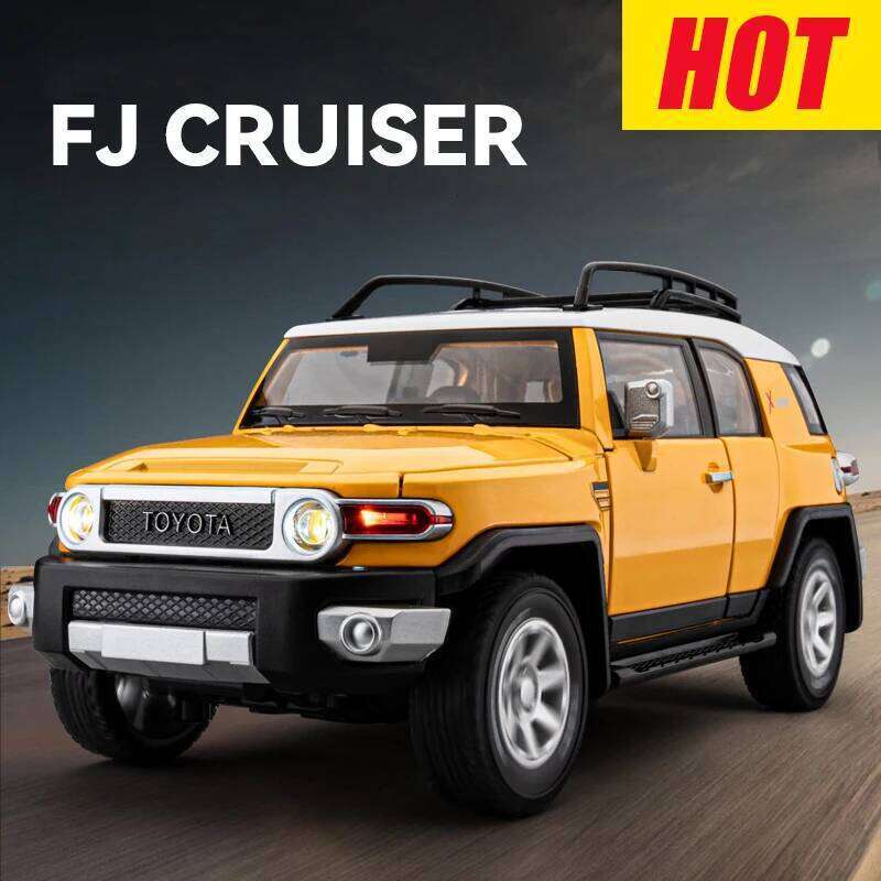 LICENSED 1:24 Toyota cruiser FJ Colooze cross country Off Road vehicle alloy model SUV simulated sound light Kid Birthday Gift Z260306