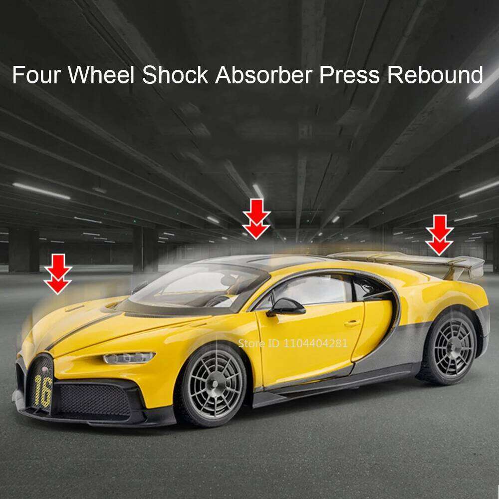 1:18 Chiron Mustang Shelby GT500 Miniature Model Toys Alloy Diecast Car Doors Opened Sound Light Pull Back Cars Boyfriend's Gift Z260306