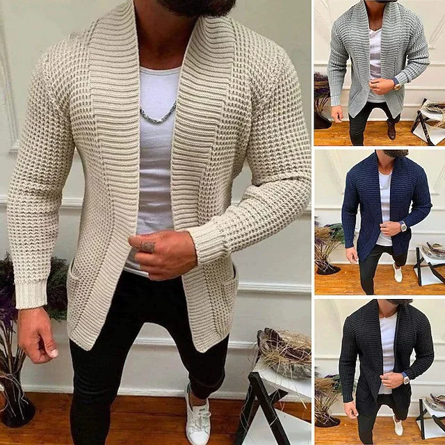 Mens Knitted Sweatercoat Long Cardigan Fashion Casual Sweater Jacket Men Knit Trench Coat Autumn Streetwear Cardigan Man 260306