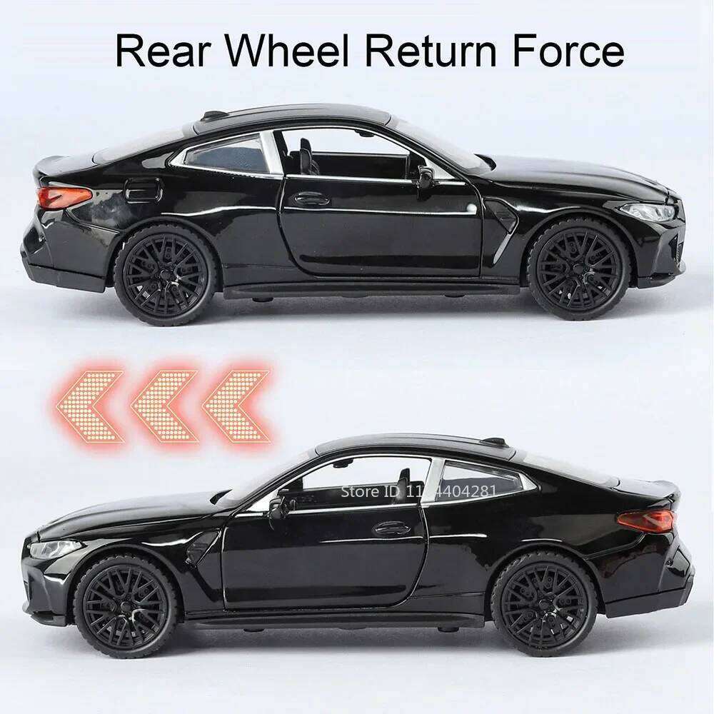 1:32 M4 M8 Alloy Sports Car Diecast Models Toys 4 Doors Opened Sound Light Pull Back Miniature Vehices Children's Birthday Gifts Z260306
