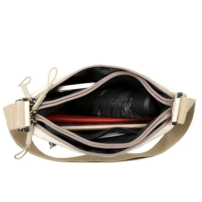 3 Main Pockets High Capacity Shoulder Crossbody Bag for Women Multi-pocket Purse Canvas Handbag Suitable for Mothers Shopping 260306