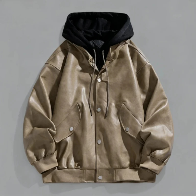 Autumn Mens Leather Jacket Fashion Casual Handsome Leather Jacket Trend Comfortable Loose High-quality Leather Jacket 260306
