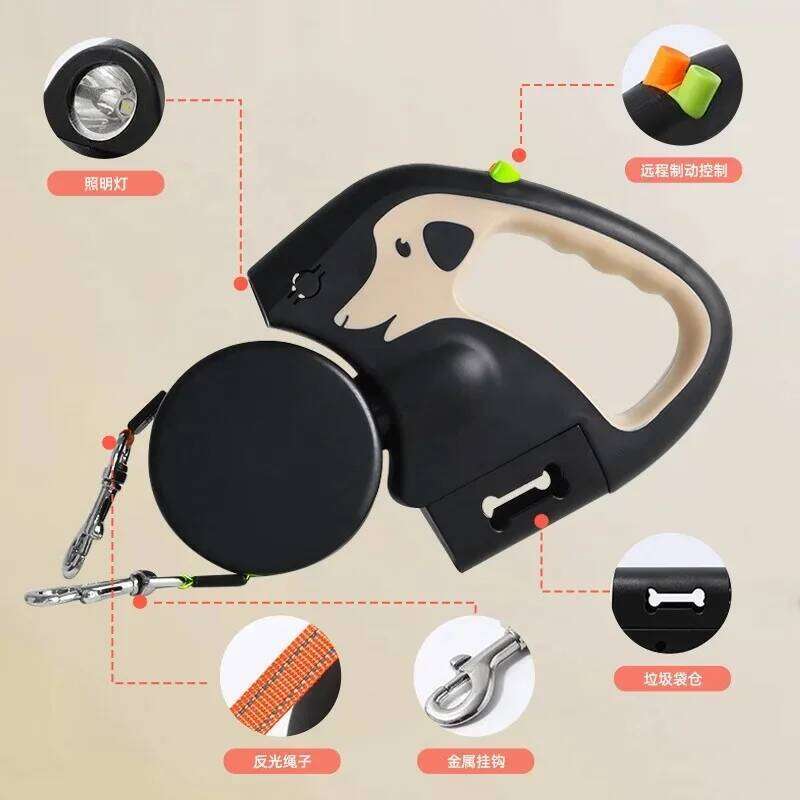 3M Retractable For Small Dogs Reflective Dual Pet Lead 360 Swivel No Tangle Double Dog Walking Leash With Lights Bamubi