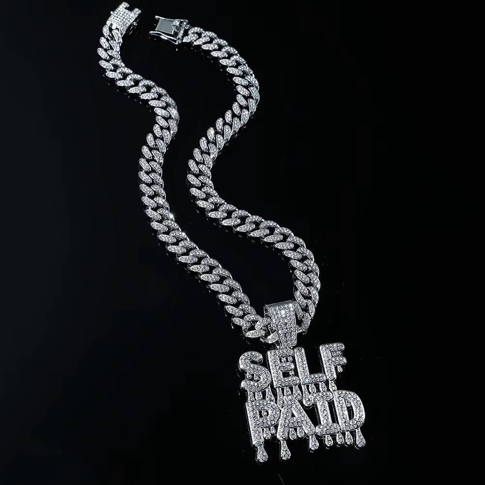 Hot Silver Plated Hip Hop Jewelry Mens Iced Out Moissanite Custom Design Letter Alphabet Cuban Link Chain Pendant Necklace 2025
