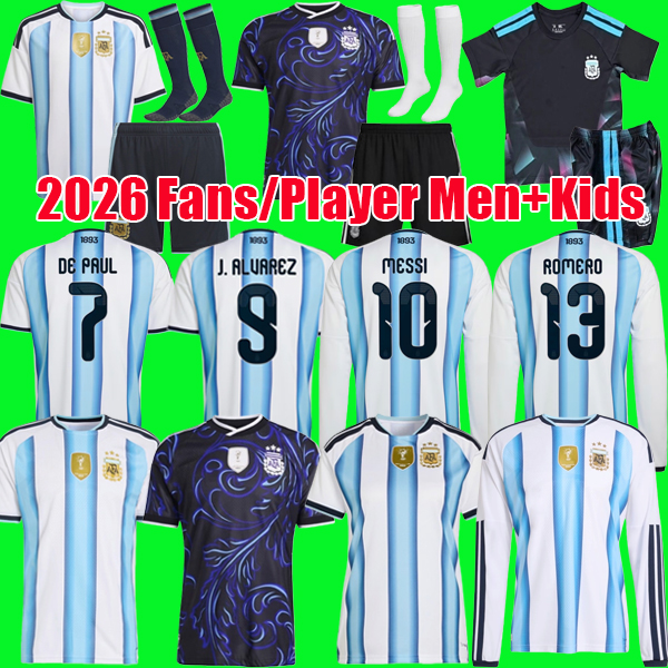2026 World Cup Argentina messis Fans player version 3 stars soccer Jersey 50th anniversary football shirt kit Mens Kids kit sets