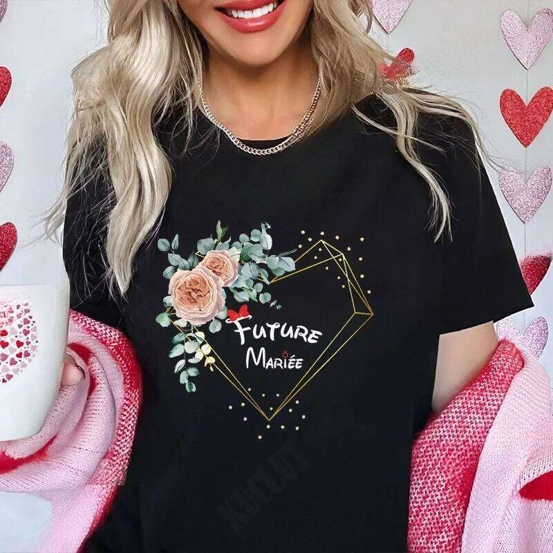 French Girls Bachelorette EVJF Party Tops Team Future Bride T-Shirt Short Sleeved Fashion Flower Crown Tees Bridal Wedding Shirt XJ260306 XJ260306