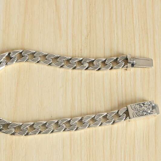 Elegant S925 sterling tiger head bracelet, vintage distressed fashion trend, Cuban chain, Thai silver, high-quality silver jewelry