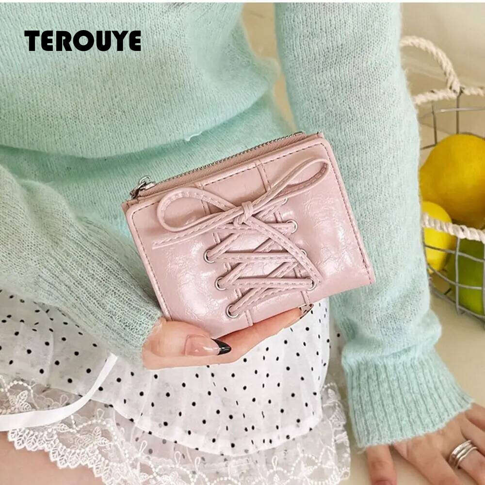 Portable Korean Style Bow Wallet Purse Ultra Thin Card Bag Multi Slot Zipper Coin Pouch Women TEROUYE