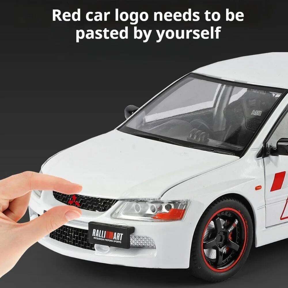 1:24 Mitsubishi EVO9 GTR R34 Sportscar Alloy Diecast Model Front Wheel Steering Sound Light Pull Back Vehcie Ornament Gift Z260307