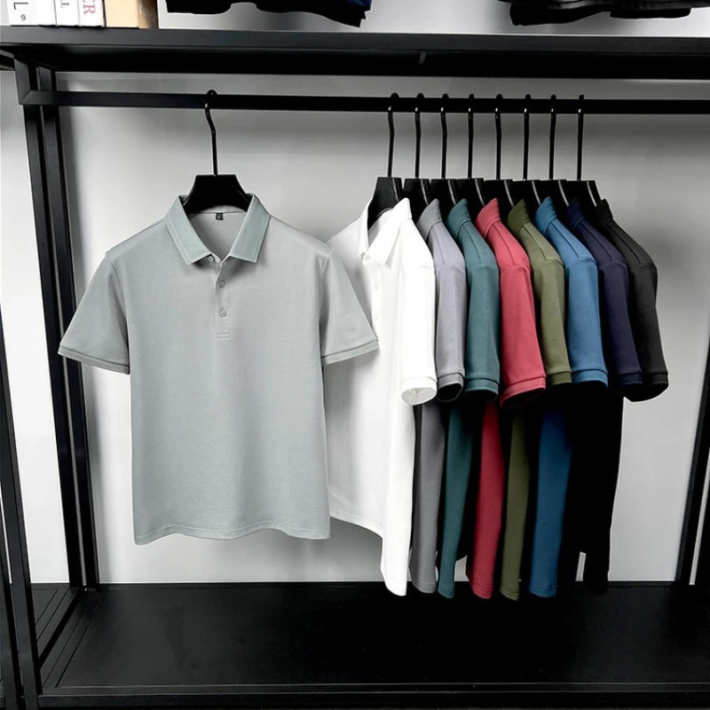 Mens 76 Cotton Polo Shirt - Breathable Textured Fabric with Relaxed FitDaily Commuting Top 260305