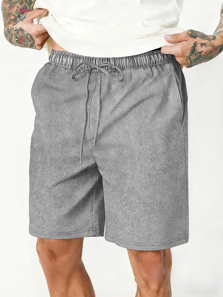 Outdoor Casual Loose Drawstring Shorts Mens Spring Summer Daily Leisure Solid Color Seaside Beach Men Stylish Short Pant 260306