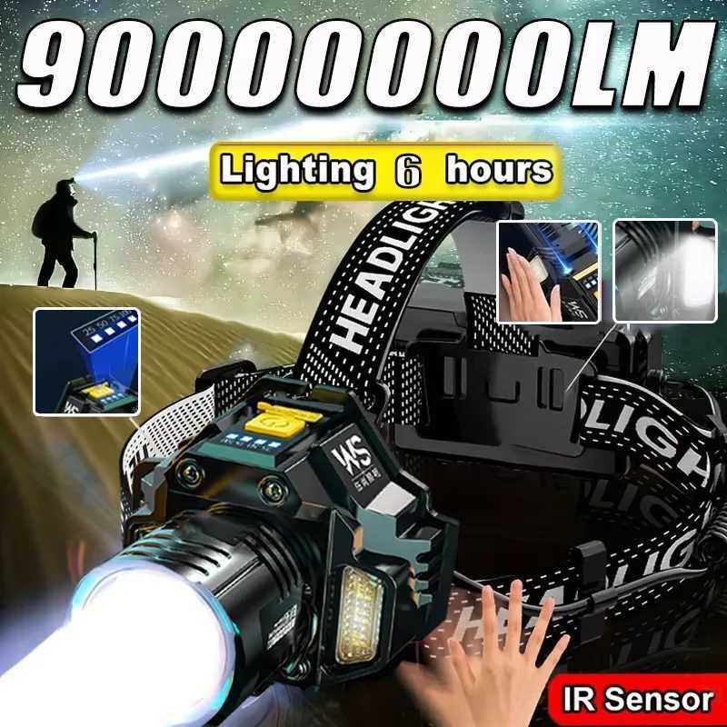 Powerful LED Headlamp Motion Sensor Headlight 18650 Rechargeable COB Head Flashlights High Power Head Lamp Fishing Headlight H260307