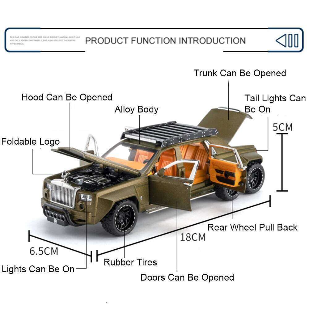 1:32 Scale Rolls-Royce Phantom Toys Miniature Model Diecast Alloy Cars Sound Light Pull Back Doors Opened Vehices Holiday Gifts Z260306